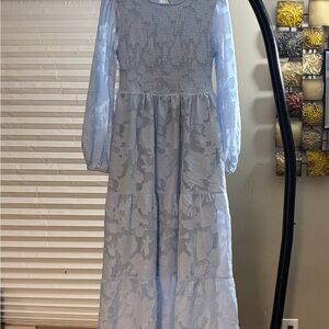 Elegant Light Blue Long Sleeve Dress